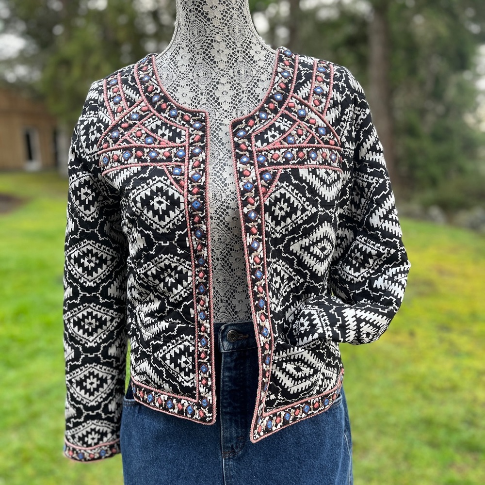 Gorgeous lightly quilted boho patterned coat